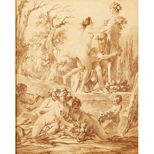A Bacchanale: Naked Nymphs decorating a Herm